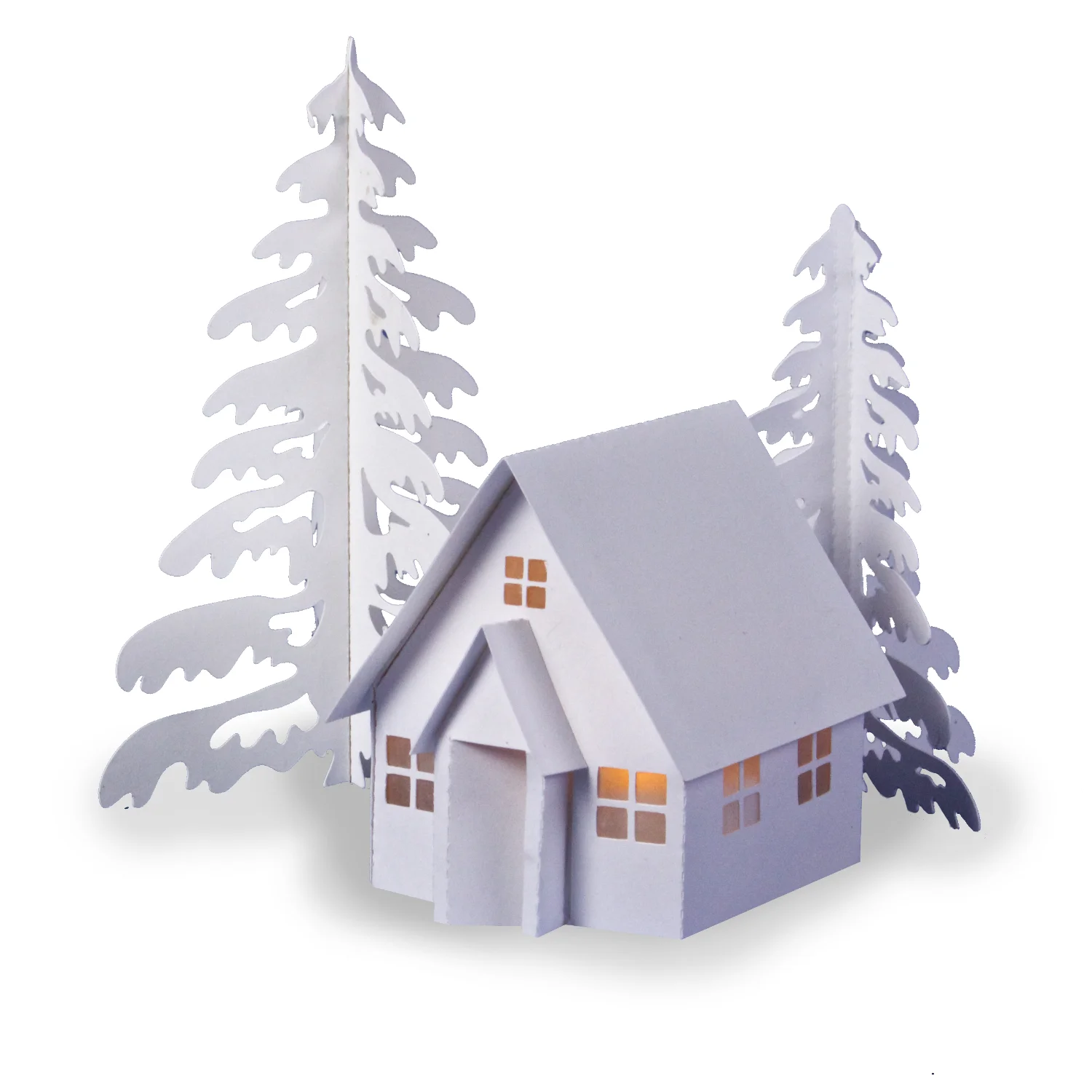 Tea Light Village, 3DCuts.com, Marji Roy, 3D cutting files in .svg, .dxf, and .pdf formats for use with Silhouett, Cricut and other cutting machines, paper crafting files