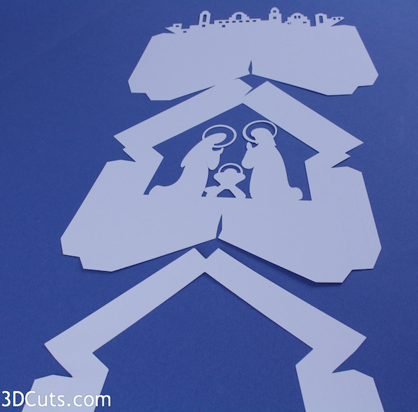 3d Star Nativity Shadow Box cutting files in SVG, pdf, png, and dxf formats, with LED back lights. Designed by Marji Roy of 3dcuts.com for Silhouette and Cricut cutting machines