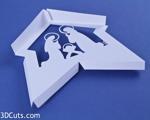 3d Star Nativity Shadow Box cutting files in SVG, pdf, png, and dxf formats, with LED back lights. Designed by Marji Roy of 3dcuts.com for Silhouette and Cricut cutting machines