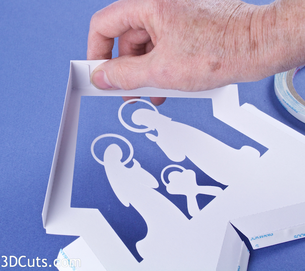 3d Star Nativity Shadow Box cutting files in SVG, pdf, png, and dxf formats, with LED back lights. Designed by Marji Roy of 3dcuts.com for Silhouette and Cricut cutting machines