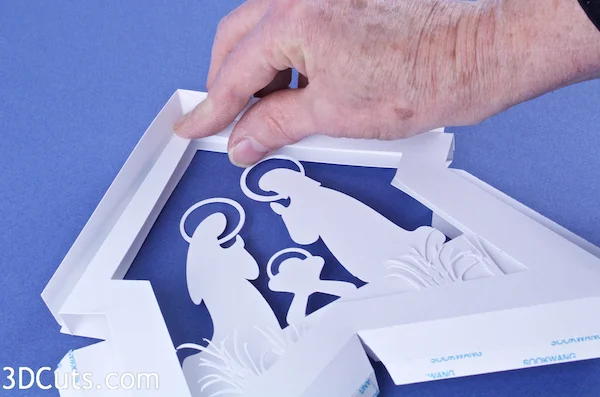 3d Star Nativity Shadow Box cutting files in SVG, pdf, png, and dxf formats, with LED back lights. Designed by Marji Roy of 3dcuts.com for Silhouette and Cricut cutting machines
