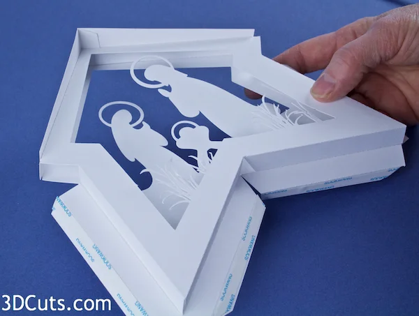 3d Star Nativity Shadow Box cutting files in SVG, pdf, png, and dxf formats, with LED back lights. Designed by Marji Roy of 3dcuts.com for Silhouette and Cricut cutting machines