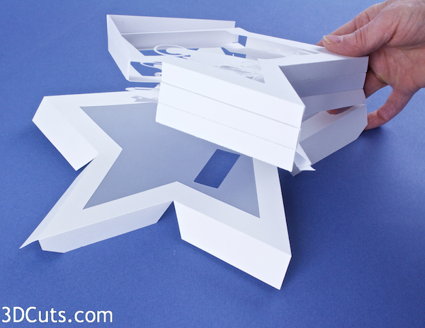 3d Star Nativity Shadow Box cutting files in SVG, pdf, png, and dxf formats, with LED back lights. Designed by Marji Roy of 3dcuts.com for Silhouette and Cricut cutting machines
