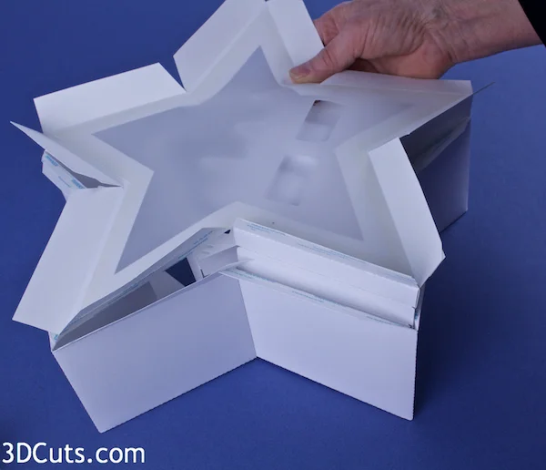 3d Star Nativity Shadow Box cutting files in SVG, pdf, png, and dxf formats, with LED back lights. Designed by Marji Roy of 3dcuts.com for Silhouette and Cricut cutting machines