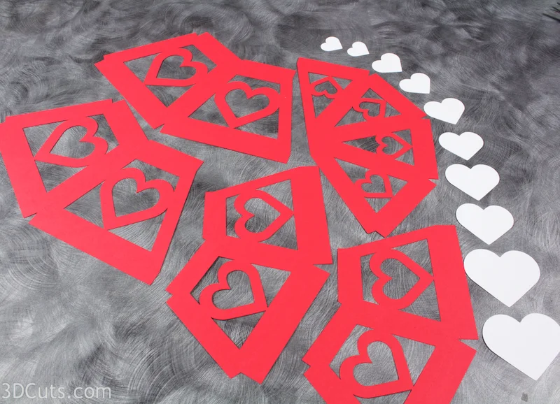 3d Valentine Tower cutting files in SVG, pdf, png, and dxf formats. Designed by Marji Roy of 3dcuts.com for Silhouette, Cricut and other cutting machines