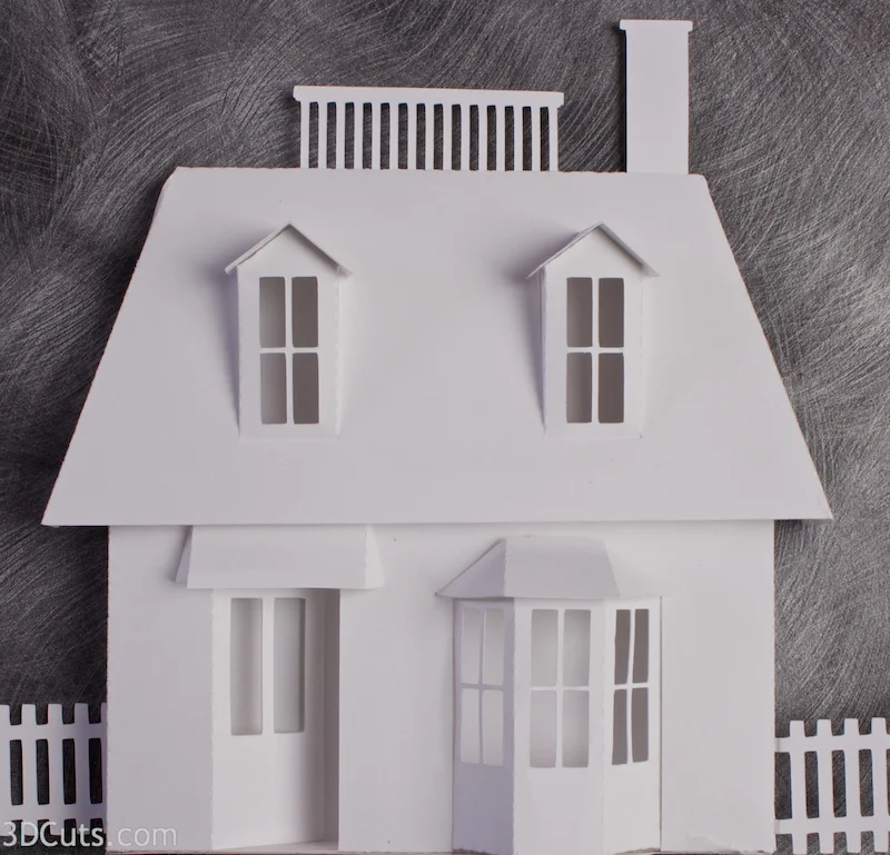 Mansard House cutting files is part of Ledge Village. These are cutting files in SVG, pdf, png, and dxf formats. Designed by Marji Roy of 3dcuts.com for Silhouette, Cricut and other cutting machines