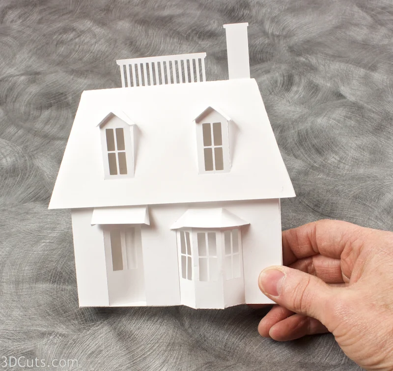 Mansard House cutting files is part of Ledge Village. These are cutting files in SVG, pdf, png, and dxf formats. Designed by Marji Roy of 3dcuts.com for Silhouette, Cricut and other cutting machines
