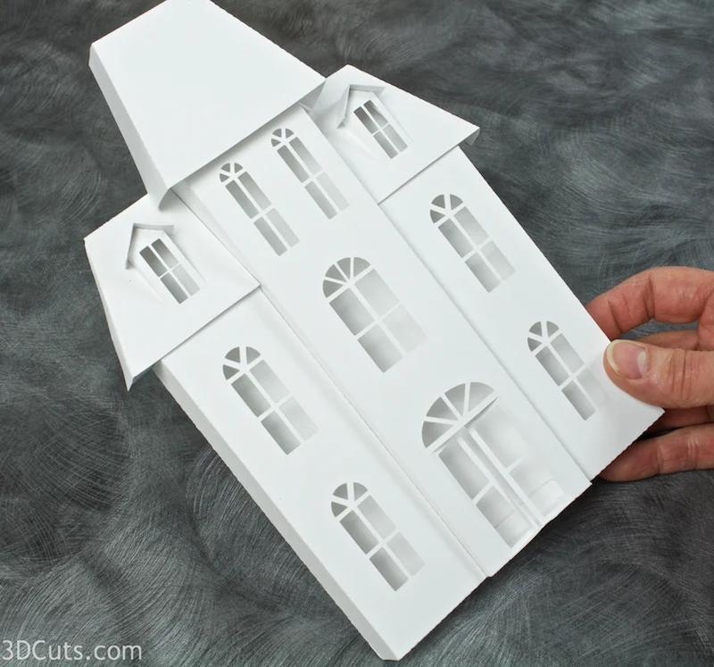 Ledge Village Town Hall cutting files in SVG, pdf, png, and dxf formats. Designed by Marji Roy of 3dcuts.com for Silhouette, Cricut and other cutting machines. Paper cutting files.