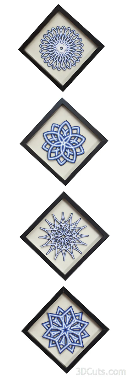Layered Mandalas by Marji Roy at 3dcuts.com. SVG, PDF, DXF and PNG files available for cutting on your Silhouette, Cricut or other cutting machine.