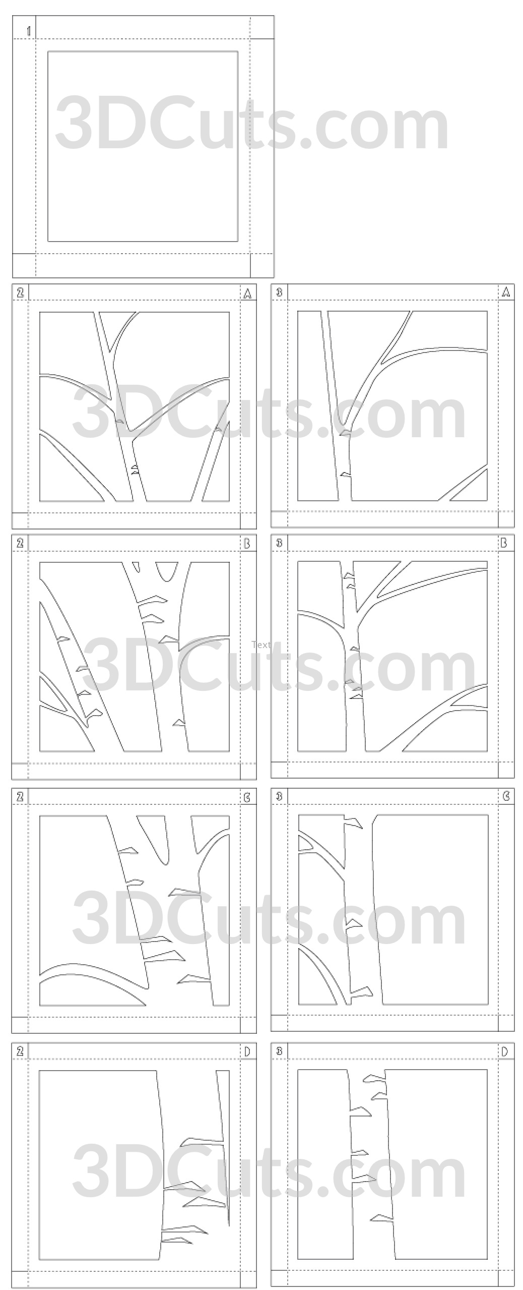 3d Aspen Trees Shadow Box tutorial by 3dCuts.com, Marji Roy, 3D cutting files in .svg, .dxf, .png and .pdf formats for use with Silhouette and Cricut cutting machines, paper crafting files