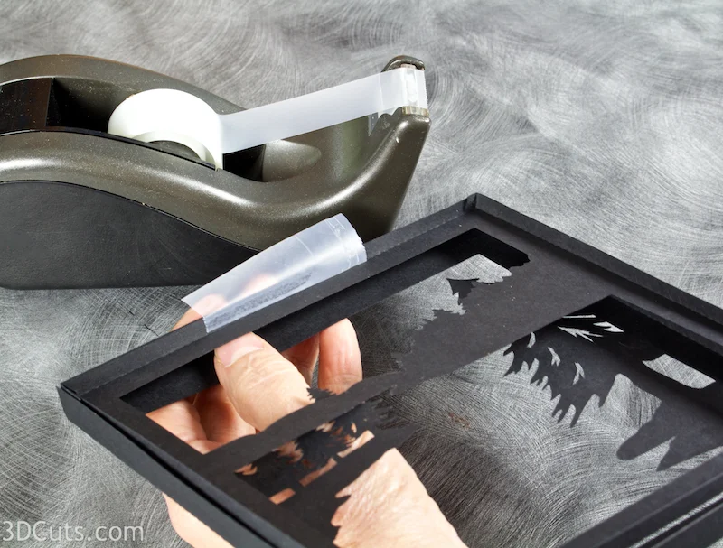 Loon Lake Shadow box Tutorial by Marji Roy of 3dcuts.co m. Cutting files in svg, pdf, and dxf formats for paper cutting using Silhouette and Cricut cutting machines