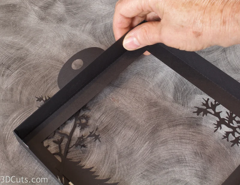 Loon Lake Shadow box Tutorial by Marji Roy of 3dcuts.co m. Cutting files in svg, pdf, and dxf formats for paper cutting using Silhouette and Cricut cutting machines