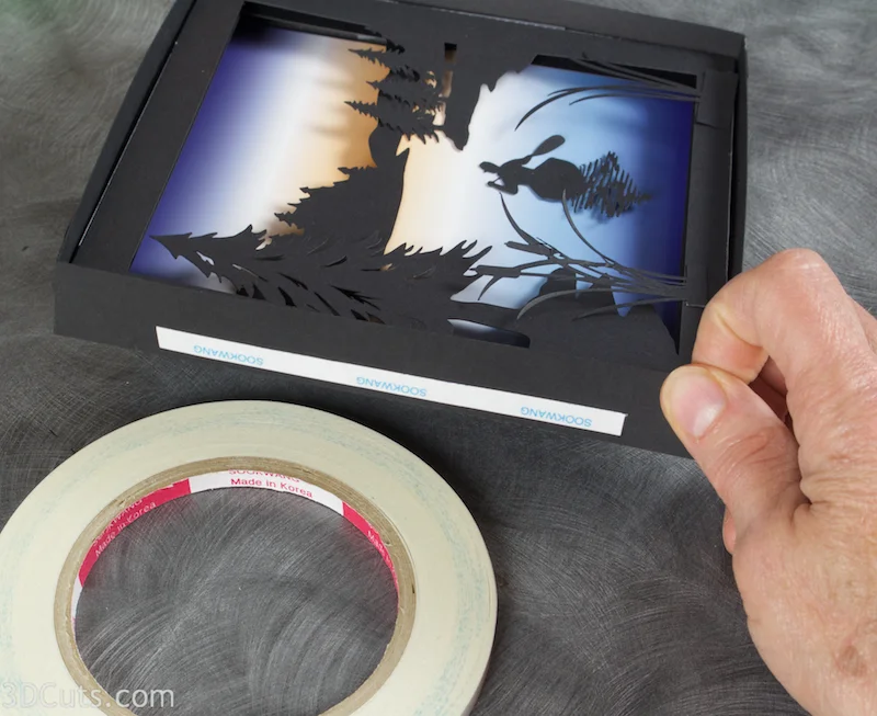 Heron Cove Shadow box Tutorial by Marji Roy of 3dcuts.co m. Cutting files in svg, pdf, and dxf formats for paper cutting using Silhouette and Cricut cutting machines