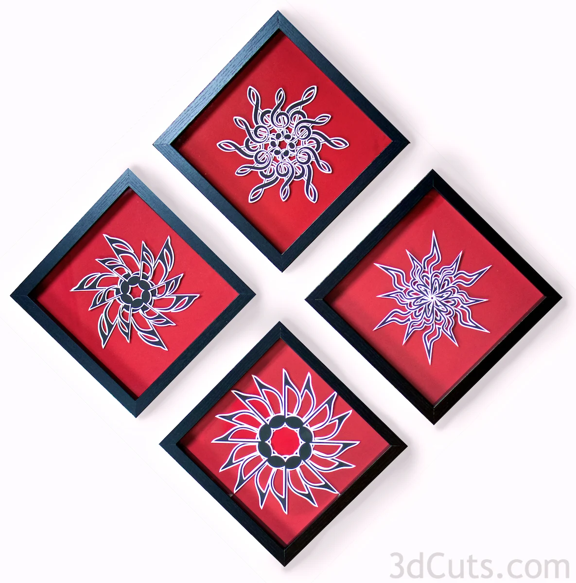 Musical Mandalas by Marji Roy at 3dcuts.com. SVG, PDF, DXF and PNG files available for cutting on your Silhouette, Cricut or other cutting machine.