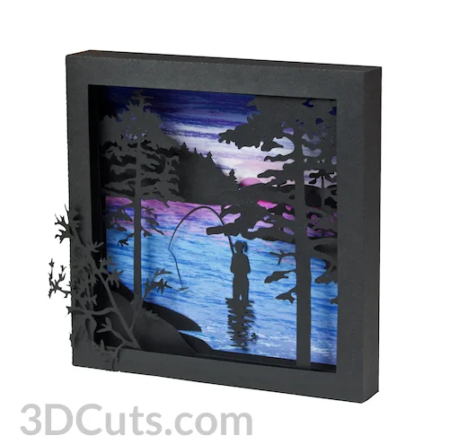 Summer Scenes Shadow Boxes in paper by Marji Roy of 3dcuts.com. Cutting files in svg, pdf, png and dxf formats for Silhouette and Cricut cutting machines