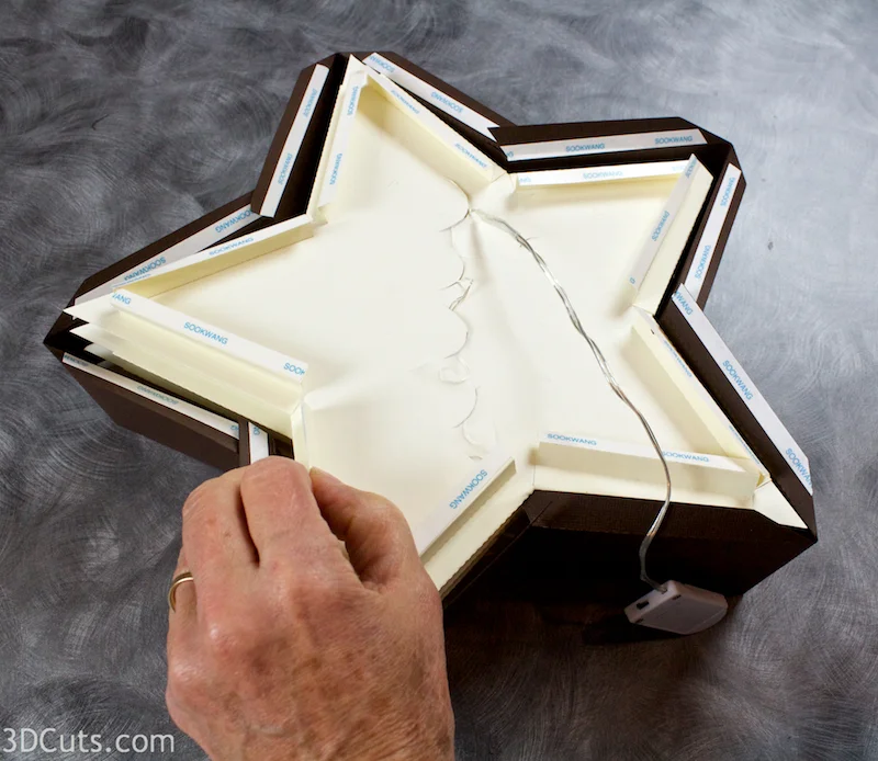 3d Star Nativity Shadow Box cutting files in SVG, pdf, png, and dxf formats, with LED back lights. Designed by Marji Roy of 3dcuts.com for Silhouette and Cricut cutting machines