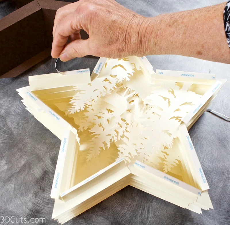 3d Star Nativity Shadow Box cutting files in SVG, pdf, png, and dxf formats, with LED back lights. Designed by Marji Roy of 3dcuts.com for Silhouette and Cricut cutting machines
