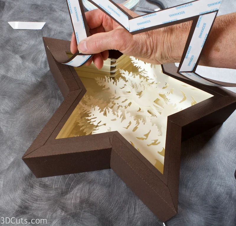 3d Star Nativity Shadow Box cutting files in SVG, pdf, png, and dxf formats, with LED back lights. Designed by Marji Roy of 3dcuts.com for Silhouette and Cricut cutting machines