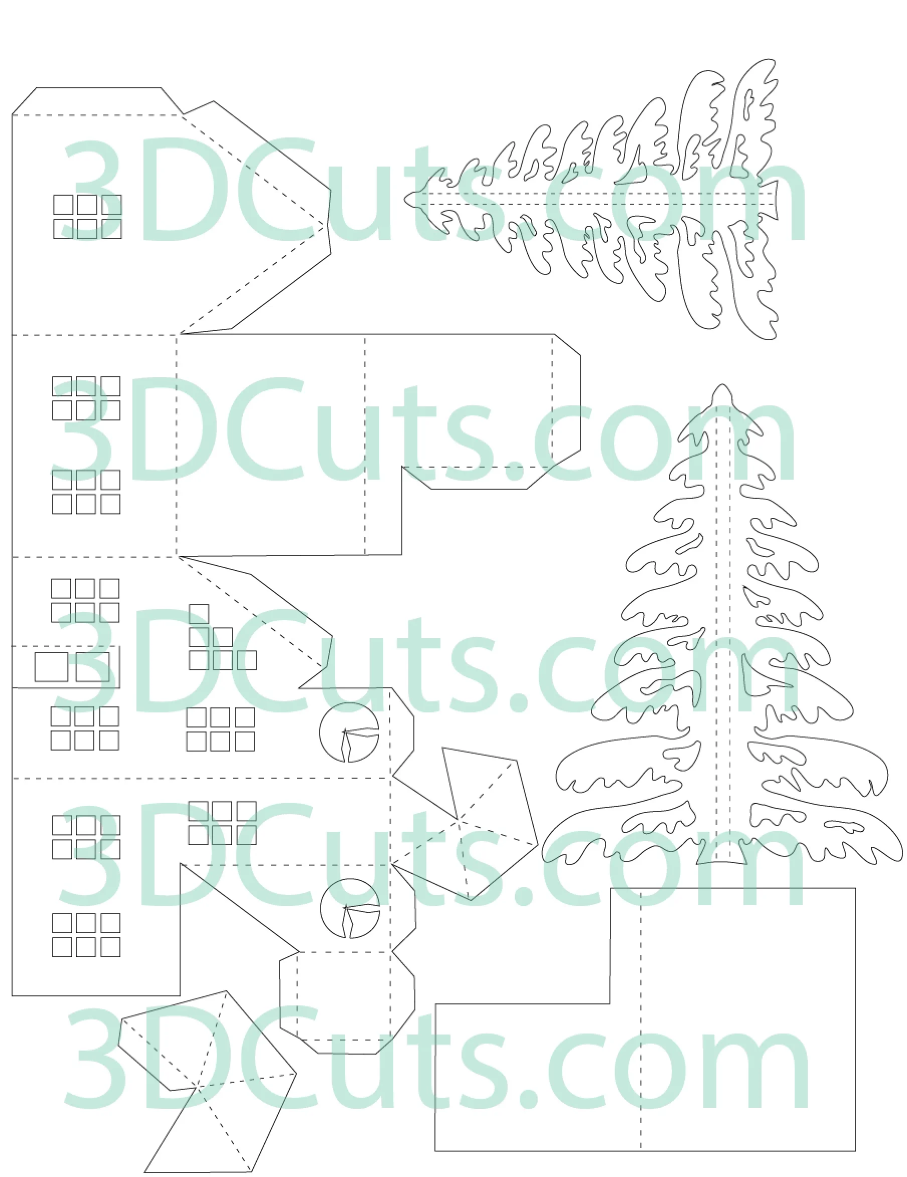 Stunning 3D illuminated tea light village by Marji Roy of 3dcuts.com. SVG, PDF, PNG and DXF cutting files and complete tutorials available. designed for Silhouette, Cricut, and other cutting machines.