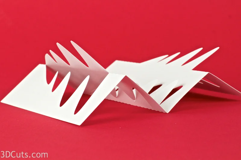 Handmade Christmas Card Design. Silhouette Snowy Town Card by 3dCuts.com, Marji Roy, 3D cutting files in .svg, .dxf, and .pdf formats for use with Silhouette and Cricut cutting machines, paper crafting files, 