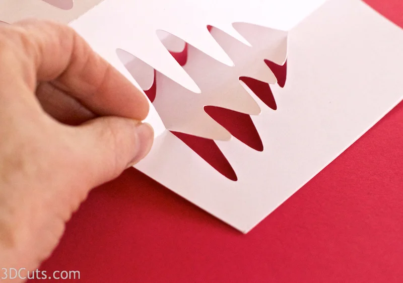 Handmade Christmas Card Design. Silhouette Snowy Town Card by 3dCuts.com, Marji Roy, 3D cutting files in .svg, .dxf, and .pdf formats for use with Silhouette and Cricut cutting machines, paper crafting files, 