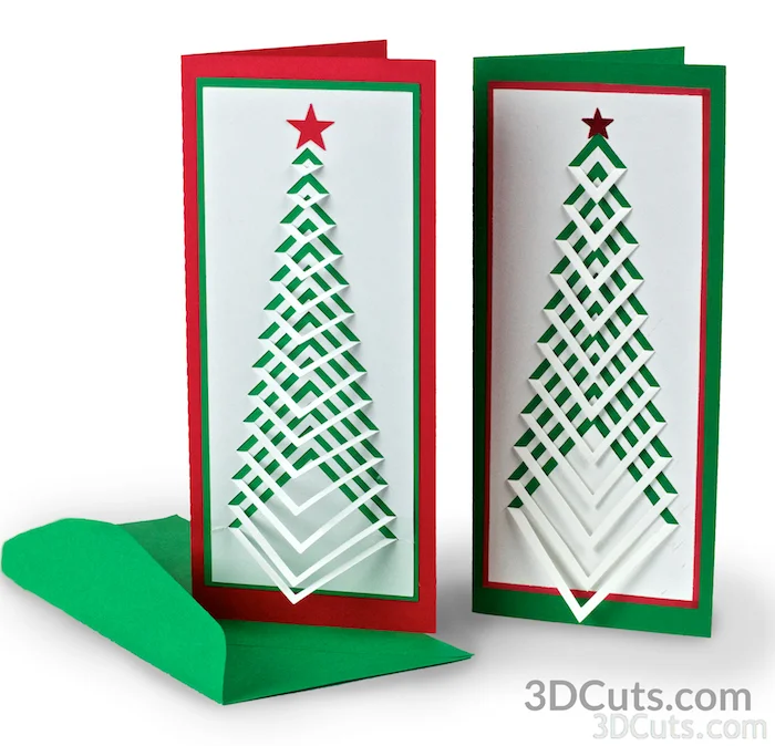 Handmade Christmas Card Design. Silhouette Snowy Town Card by 3dCuts.com, Marji Roy, 3D cutting files in .svg, .dxf, and .pdf formats for use with Silhouette and Cricut cutting machines, paper crafting files, 