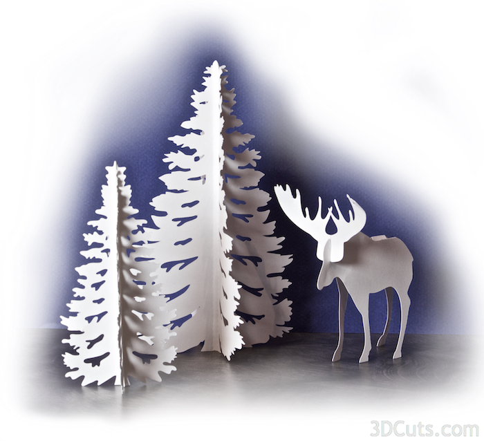 3D SVG Papercraft Diecut DIY Silhouette Circut Template Treat Hugging Bull Moose Digital File Gift Card Hugger Party Favor Valentine
