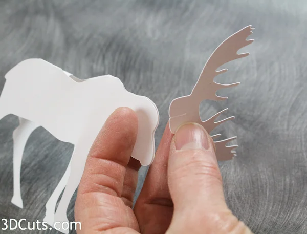 Handmade paper moose diorama by 3dCuts.com, Marji Roy, 3D cutting files in .svg, .dxf, png and .pdf formats for use with Silhouette, Brother ScanNCut and Cricut cutting machines, paper crafting files, 