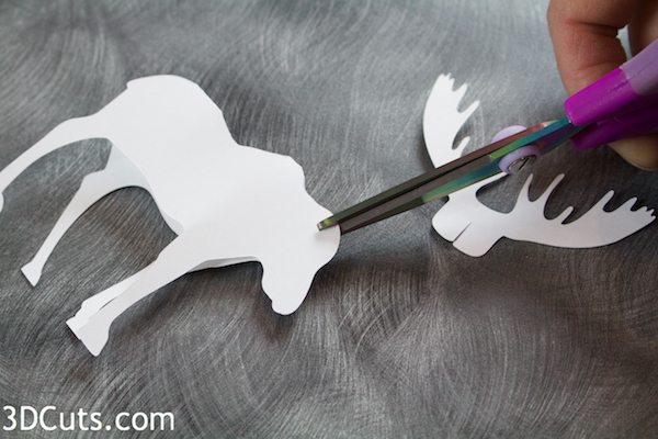 Handmade paper moose diorama by 3dCuts.com, Marji Roy, 3D cutting files in .svg, .dxf, png and .pdf formats for use with Silhouette, Brother ScanNCut and Cricut cutting machines, paper crafting files, 