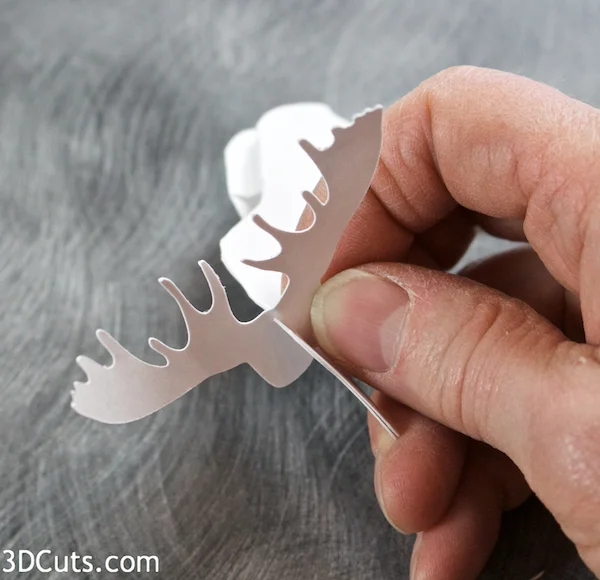 Handmade paper moose diorama by 3dCuts.com, Marji Roy, 3D cutting files in .svg, .dxf, png and .pdf formats for use with Silhouette, Brother ScanNCut and Cricut cutting machines, paper crafting files, 