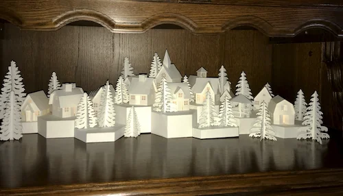 Tea Light Village by Marji Roy as assembled and photographed by Judi Kloock Russo