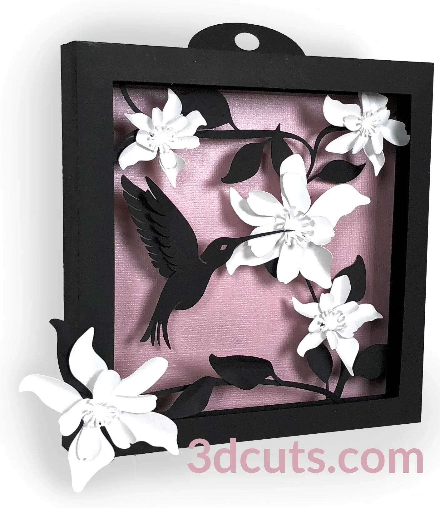 Hummingbird Shadow Box by 3dCuts.com, by Marji Roy, Cutting files in .svg, .dxf, png and .pdf formats for use with Silhouette, Cricut and Brother cutting machines, paper crafting files, SVG Files