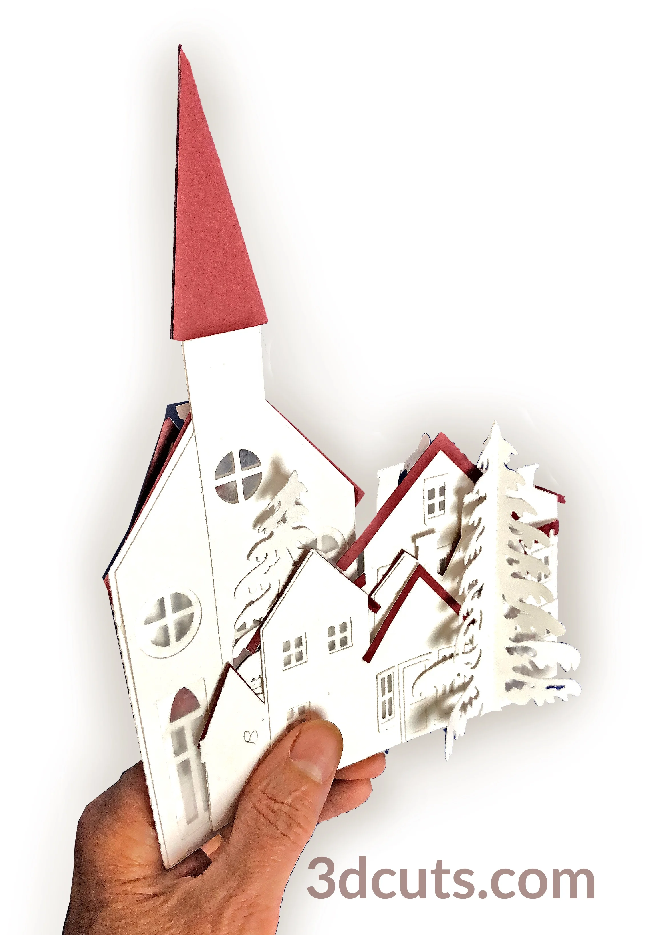 Zig Zag Village by 3dCuts.com, by Marji Roy, Cutting files in svg, dxf, png and pdf formats for use with Silhouette, Cricut and Brother cutting machines, paper crafting files, SVG Files