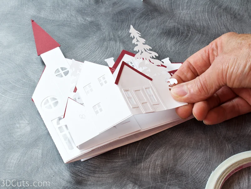 Zig Zag Village by 3dCuts.com, by Marji Roy, Cutting files in svg, dxf, png and pdf formats for use with Silhouette, Cricut and Brother cutting machines, paper crafting files, SVG Files