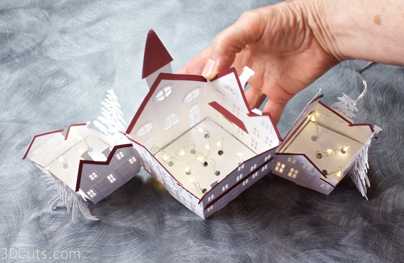 Zig Zag Village by 3dCuts.com, by Marji Roy, Cutting files in svg, dxf, png and pdf formats for use with Silhouette, Cricut and Brother cutting machines, paper crafting files, SVG Files