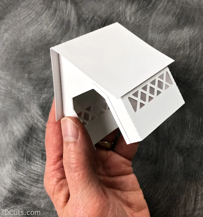 Tea Light Village, 3DCuts.com, Marji Roy, 3D cutting files in .svg, .dxf, and .pdf formats for use with Silhouett, Cricut and other cutting machines, paper crafting files