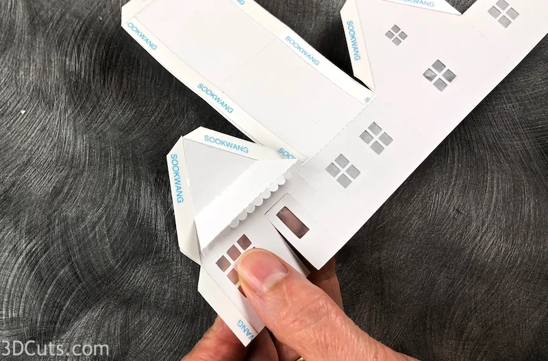 Tea Light Village, 3DCuts.com, Marji Roy, 3D cutting files in .svg, .dxf, and .pdf formats for use with Silhouett, Cricut and other cutting machines, paper crafting files