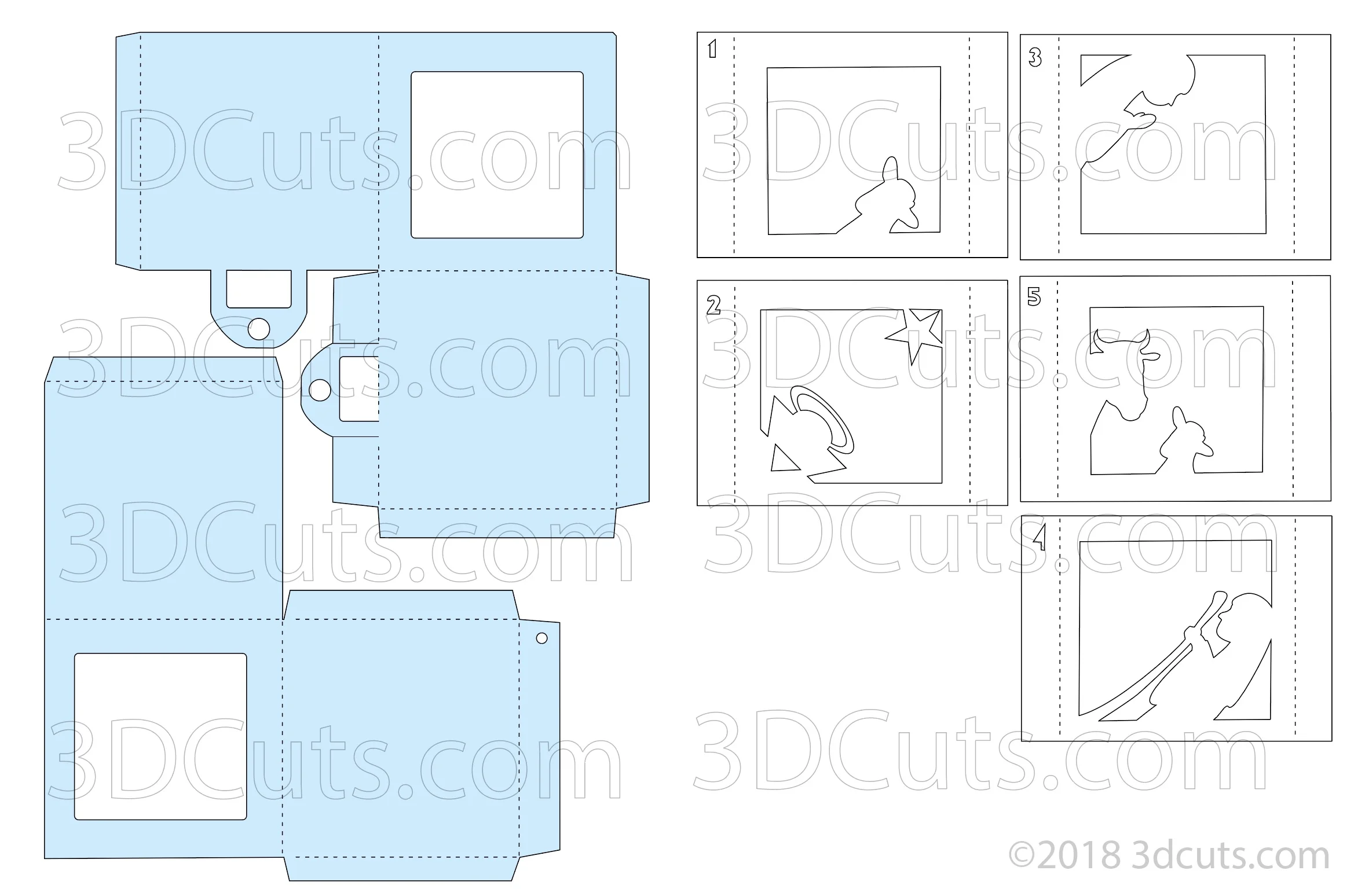 シャドウボックス 型紙 Cube Shadow Box Christmas Ornaments — 3DCuts.com