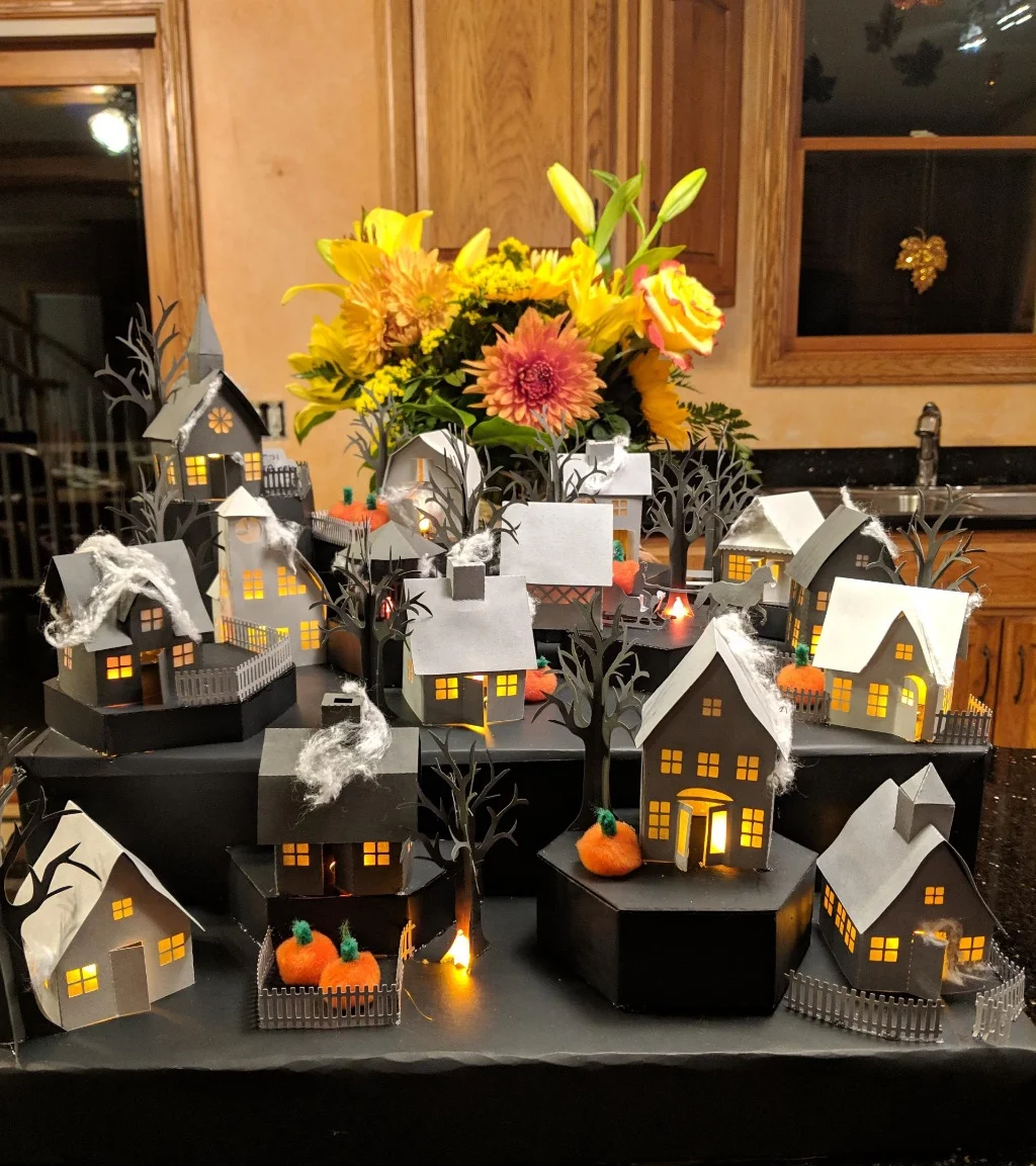 Tea Light Village crafted by Sam Madonia. Files from 3dcuts.com by Marji Roy