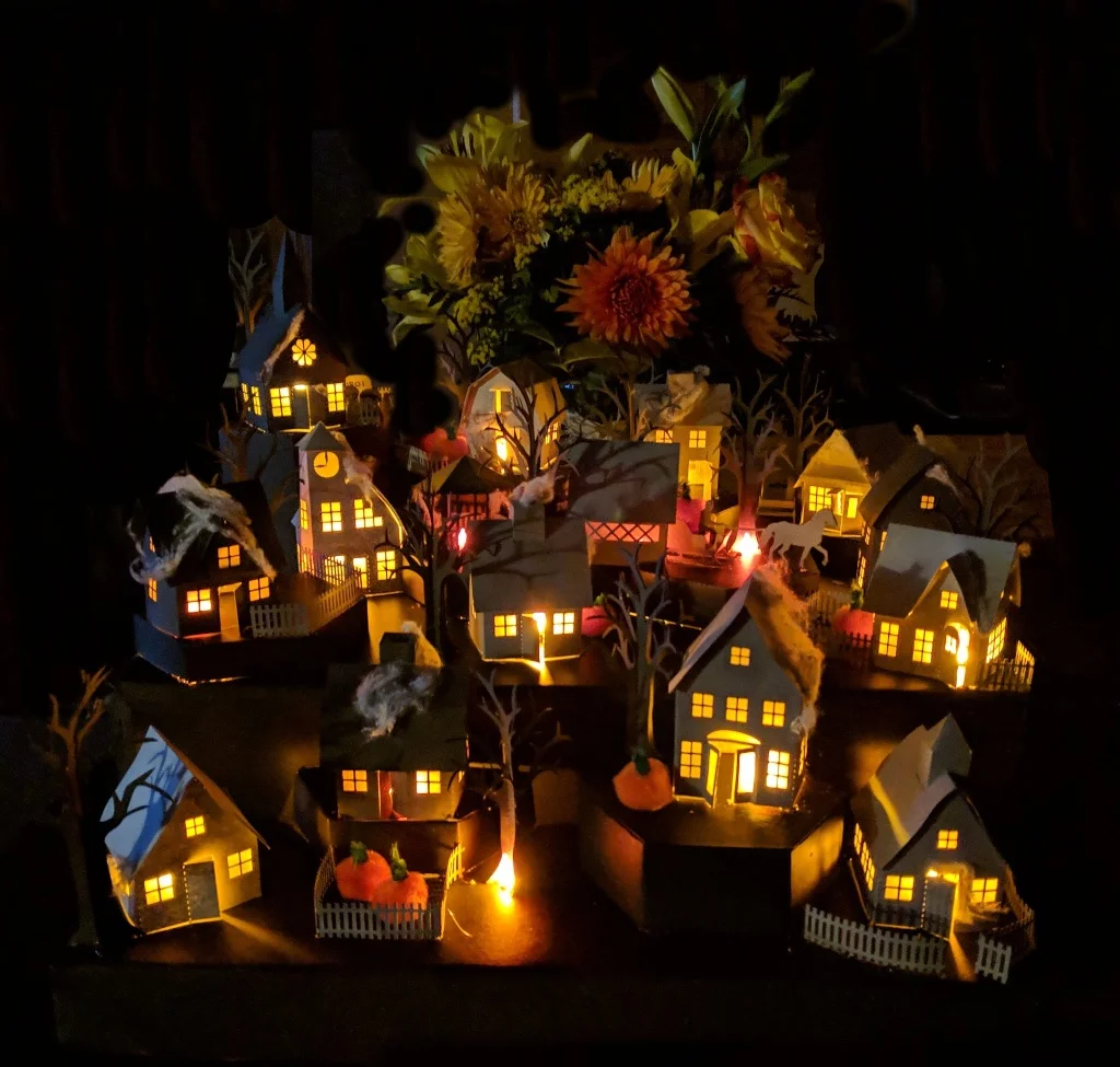 Tea Light Village crafted by Sam Madonia. Files from 3dcuts.com by Marji Roy