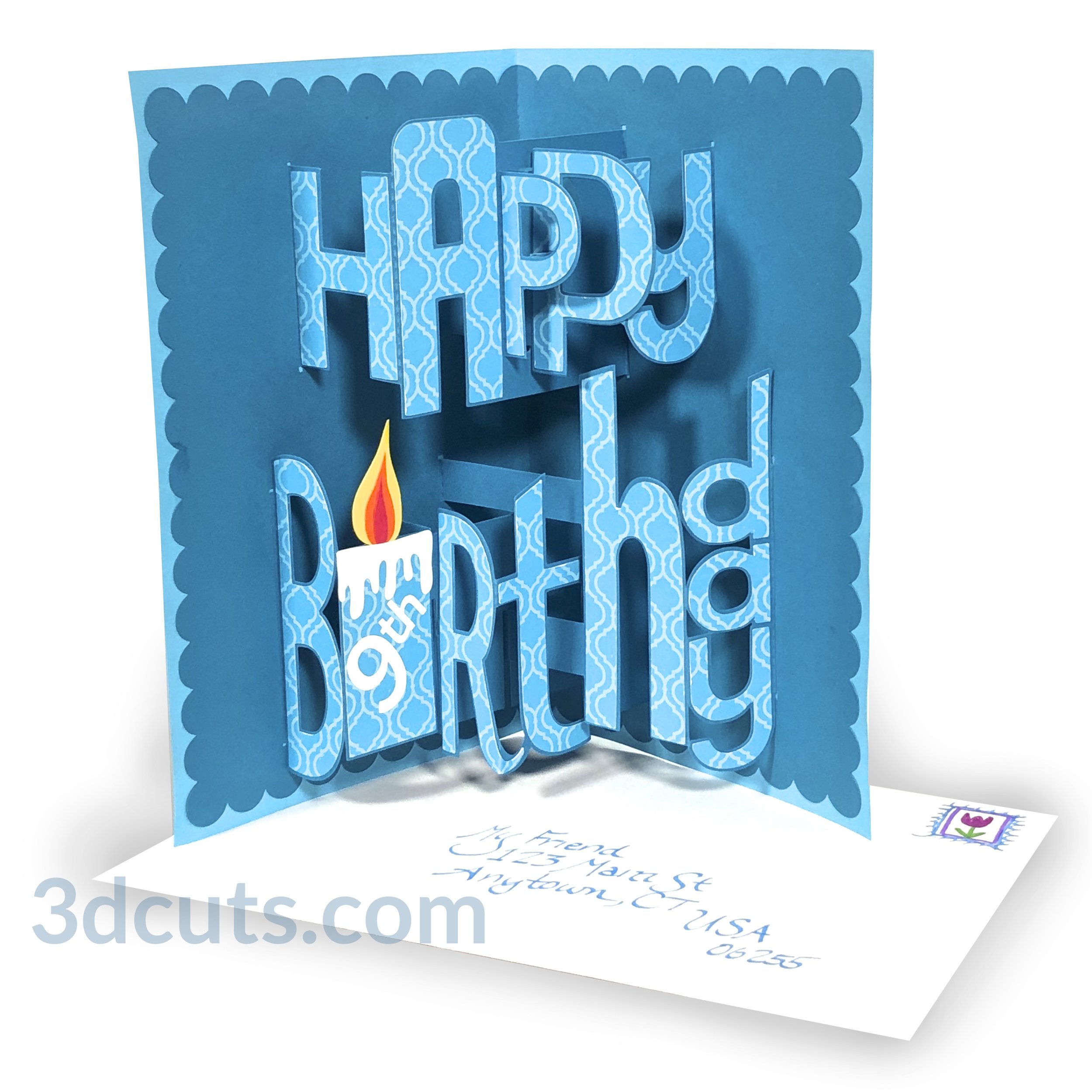 cut file card cut file cutting machine, digital download Cricut friendly Card making SVG 3D Pop up cup cake with candle