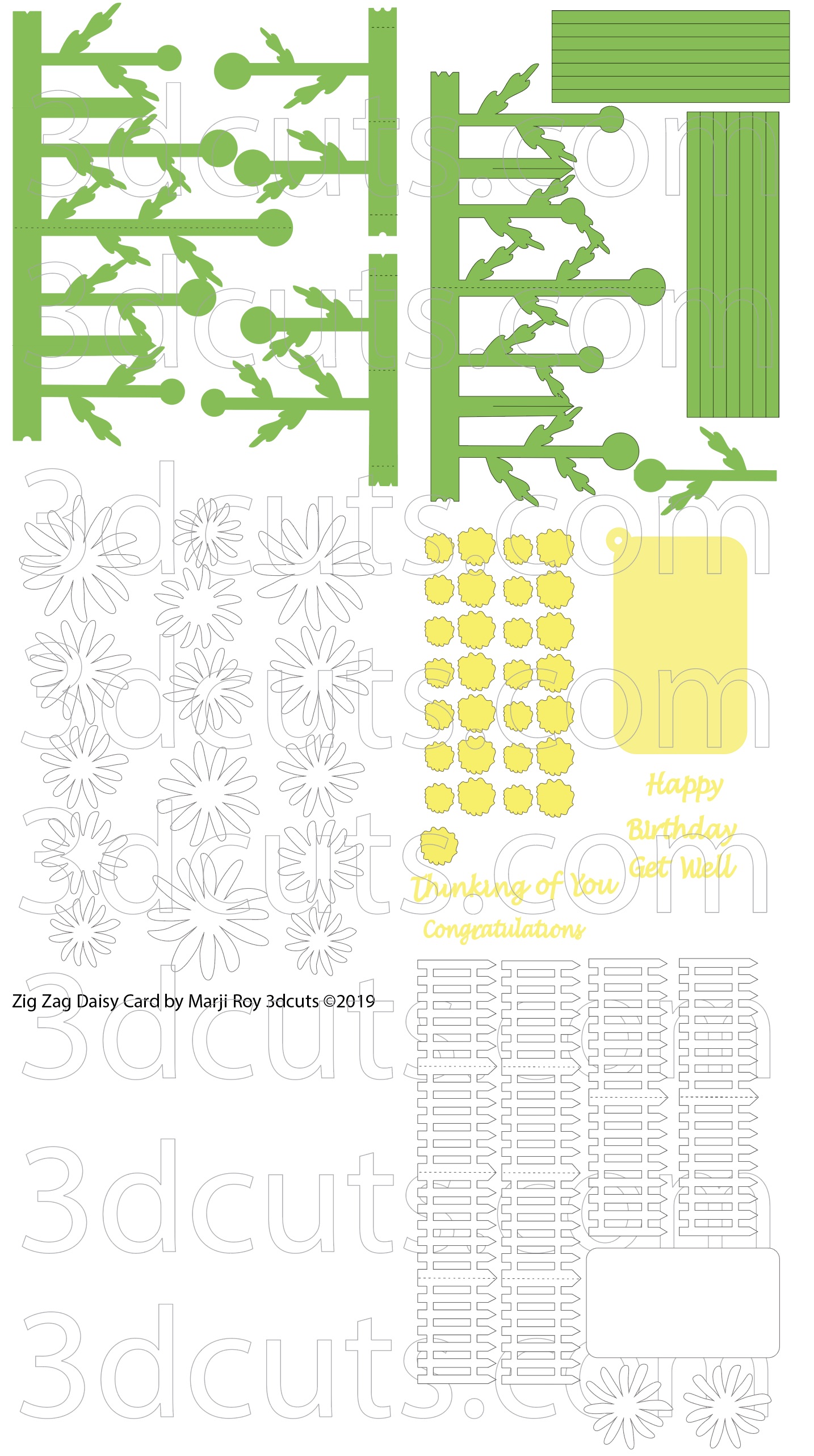 Download Zig Zag Daisy Card 3dcuts Com