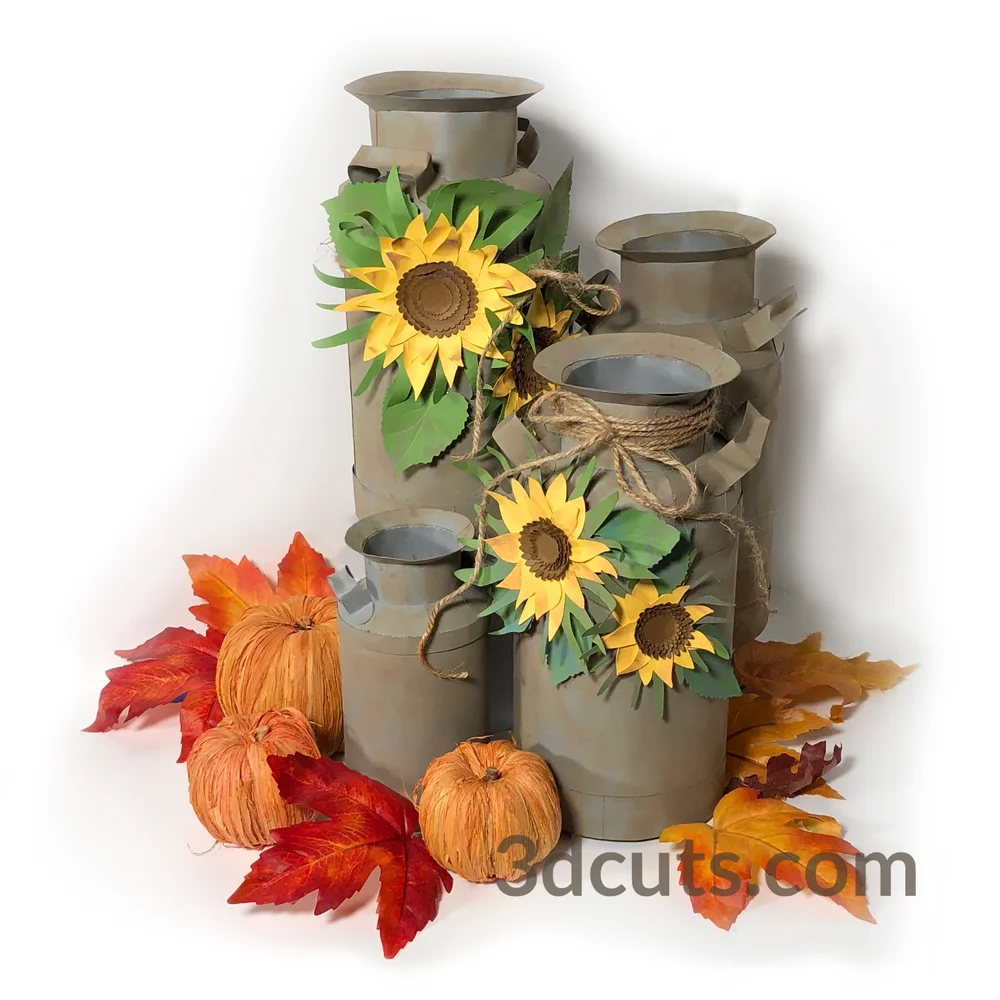 Download Milk Can And Sunflowers Assembly Tutorial 3dcuts Com