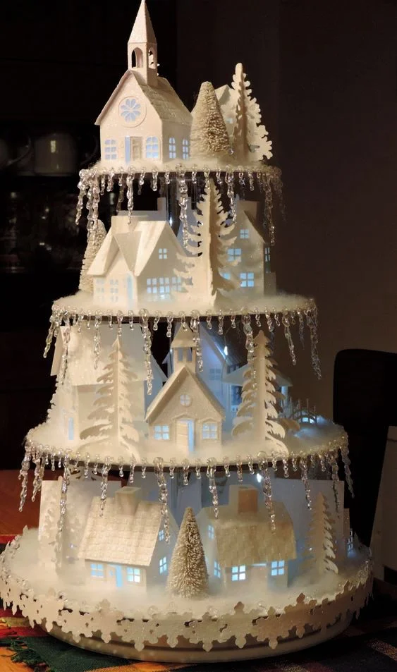 Tea Light Village - display by Chris Locke - files by Marji Roy of 3dcuts.com