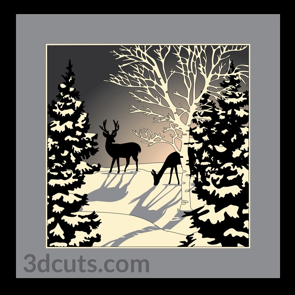 Download Deer At Moonrise Shadow Box 3dcuts Com