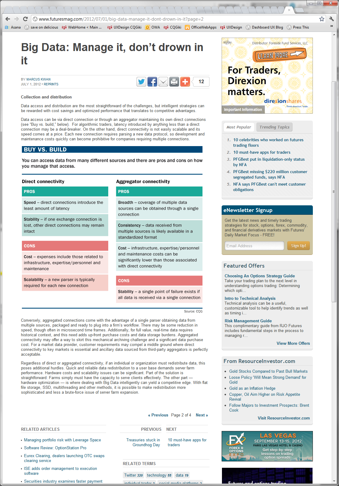 "Big Data: Manage it, don't drown in it," Futures Magazine byline article, July 2012