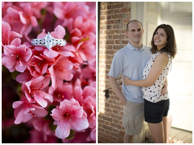 Love, love love the ring! Their wedding colors are Ivory and coral and we happened to find this awesome blooming bush with just the right shade!