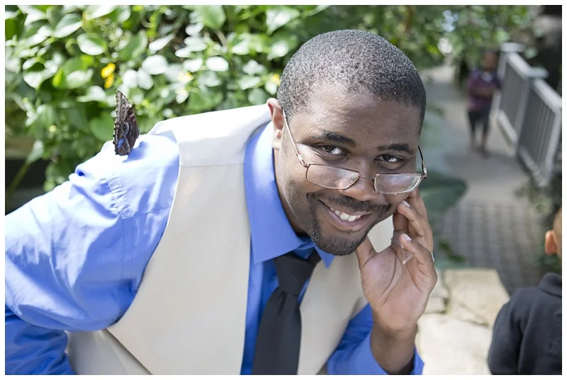Amber's brother CJ was lucky enough to have a butterfly land on his shoulder 