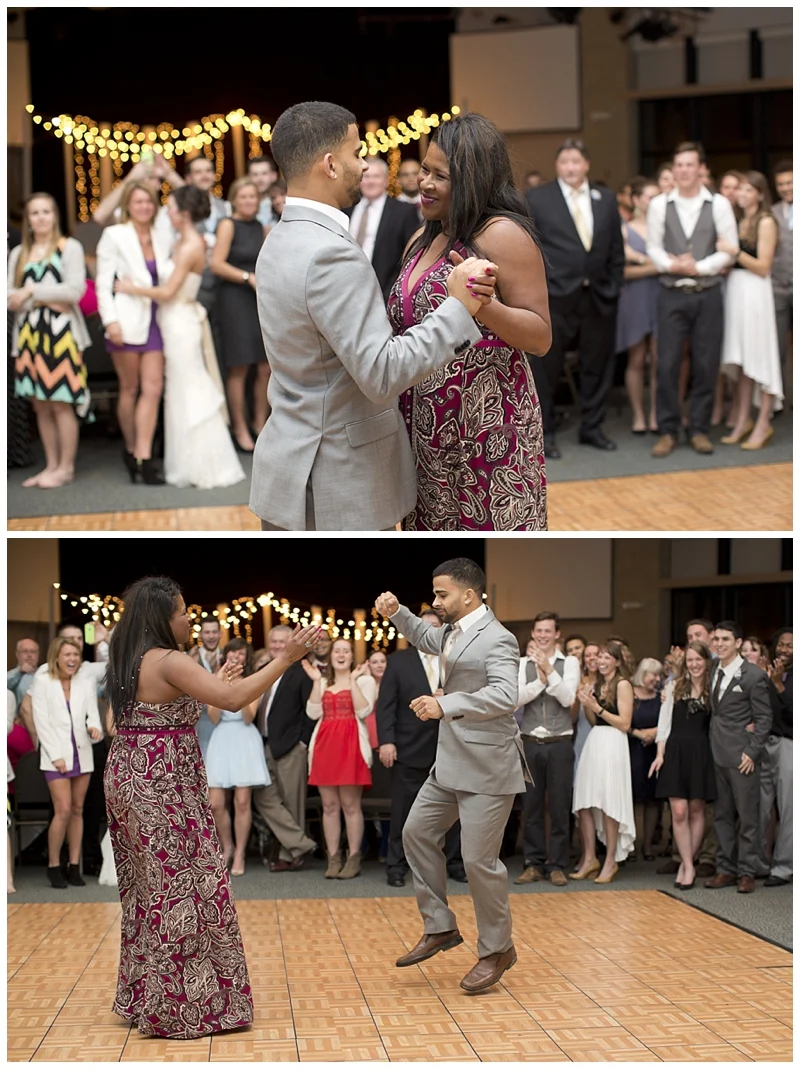Half way through their classic mother-son dance, they broke out into their choreographed dance, the crowd loved it :)