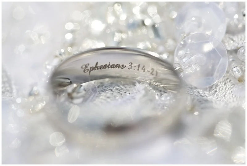 They each chose a verse to inscribe into each other's rings.